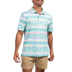 CHUBBIES The En Fuego Performance Polo Short Sleeve Shirt Mens Size XL Minty